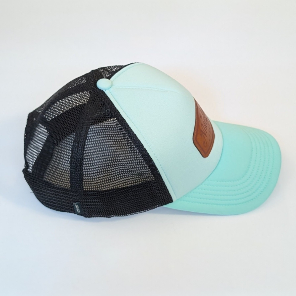 Nine Line Mint & Black Trucker Hat with Leather Logo - Picture 5 of 8